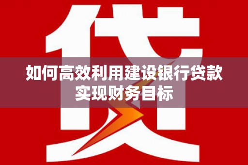 鹤庆如何高效利用建设银行贷款实现财务目标