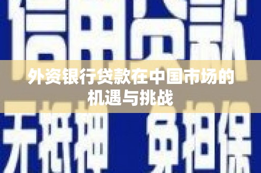 鹤庆外资银行贷款在中国市场的机遇与挑战